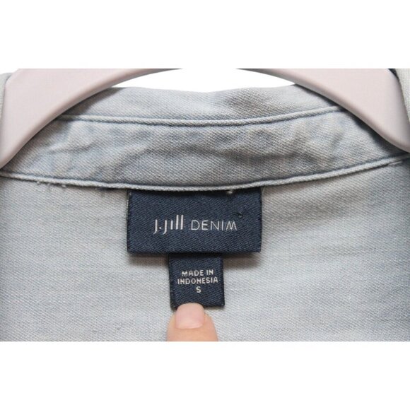 J Jill Button Up Blouse Size Small Chambray Denim Oversized Relaxed 100% Cotton - Picture 7 of 11